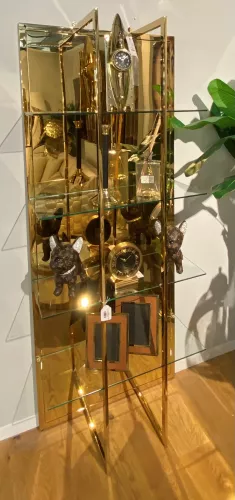 By Kohler Uniek en handgemaakt  Kast Manville 80x35x200cm glanzend goud helder glas (202390)