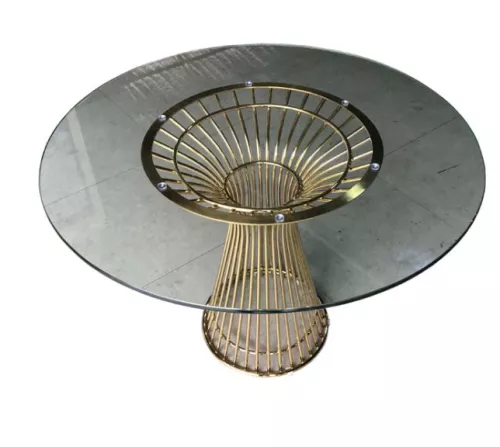 By Kohler Uniek en handgemaakt  Ronde tafel goud zwart glas 12x120x76 cm (202394)