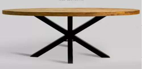 By Kohler Uniek en handgemaakt  Eettafel Baywood 220x100x76cm Ovaal Kruispoot (202421)