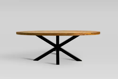 By Kohler Uniek en handgemaakt  Eettafel Baywood 220x100x76cm Ovaal Kruispoot (202421)