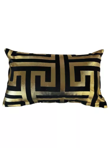 By Kohler Uniek en handgemaakt  Kussen Grieks Zwart/Goud 30x50cm (202431)