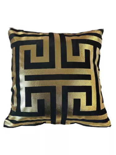 By Kohler Uniek en handgemaakt  Kussen Grieks Zwart/Goud 45x45cm (202432)