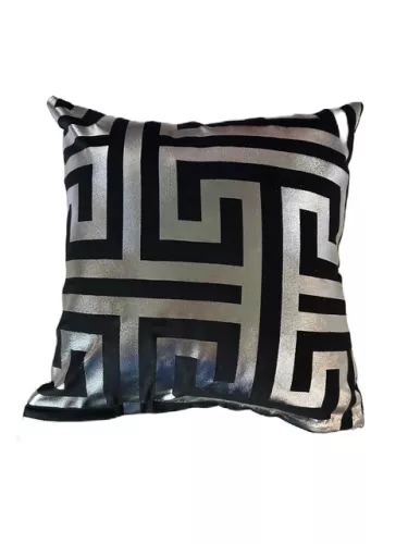 By Kohler Uniek en handgemaakt  Kussen Grieks Zwart/zilver 45x45cm (202434)