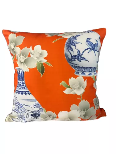 By Kohler Uniek en handgemaakt  Kussen China Vaas Oranje 40x40cm (202435)