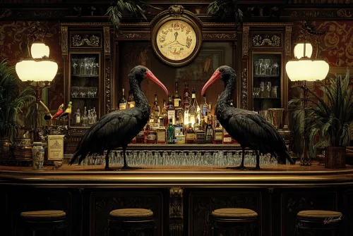 By Kohler Uniek en handgemaakt  Vogels op de bar 120x80cm (202457)