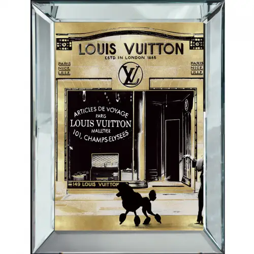 By Kohler Uniek en handgemaakt  Zwarte poedel voor Louis Vuitton etalage 70x90x4.5cm (115408)