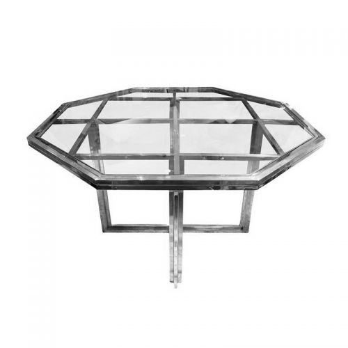By Kohler Uniek en handgemaakt  Dining Table Cordele 120x120x78cm with Clear Glass (115444)