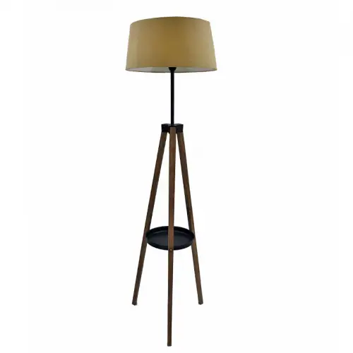 By Kohler Uniek en handgemaakt  Vloerlamp bruin hout inclusief lampenkap (112514)