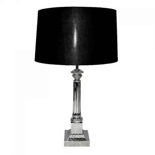 By Kohler Uniek en handgemaakt  Tafellamp 18x18x67cm met zwarte kap zilver classic (112585)