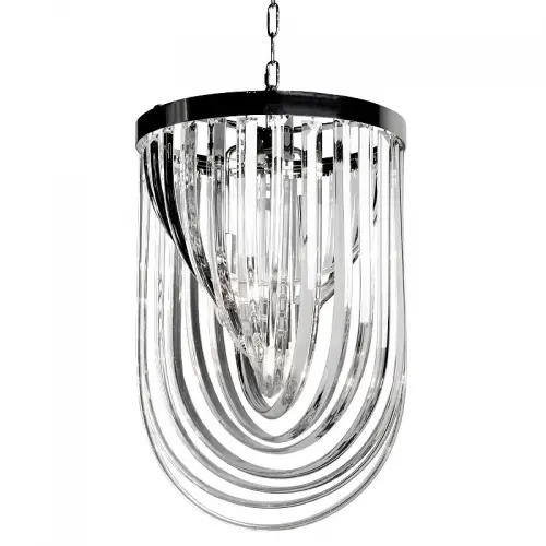 By Kohler Uniek en handgemaakt  Plafondlamp 40x40x63cm luxe glas en zilver (109878)