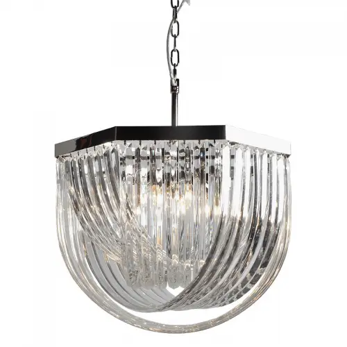 By Kohler Uniek en handgemaakt  Plafondlamp 61x61x43cm luxe glas en zilver (109877)