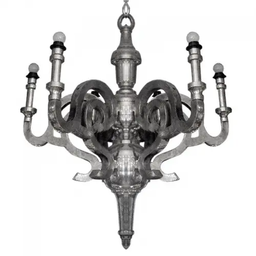 By Kohler Uniek en handgemaakt  Plafondlamp 93x93x102cm kroonluchter (Excl. Kapjes) ruw zilver (101641)