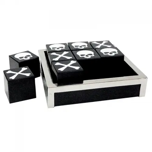 By Kohler Uniek en handgemaakt  Schedel tic tac toe spel 17x17x5.5cm (108375)