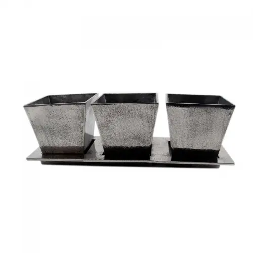 By Kohler Uniek en handgemaakt  Plantenbak 40x14x13cm Met Dienblad (Set Van 4 Stuks) (110174)