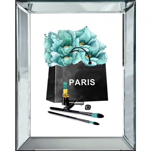 By Kohler Uniek en handgemaakt  Paris Tas Turquoise Bloemen 50x60x4.5cm (115124)