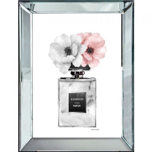 By Kohler Uniek en handgemaakt  Frame Parfum Grijs/Roze Bloemen 40x4.5x50cm (113779)