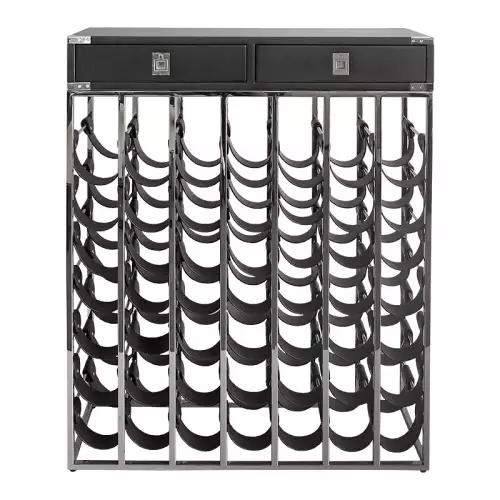By Kohler Uniek en handgemaakt  Stainless steel wine rack black drawer and belts 84x25x104cm (200803)