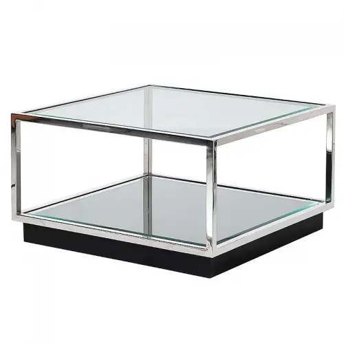 By Kohler Uniek en handgemaakt  Coffee Table Kohen 65x65x40cm With Clear Glass/Mirror (114728)