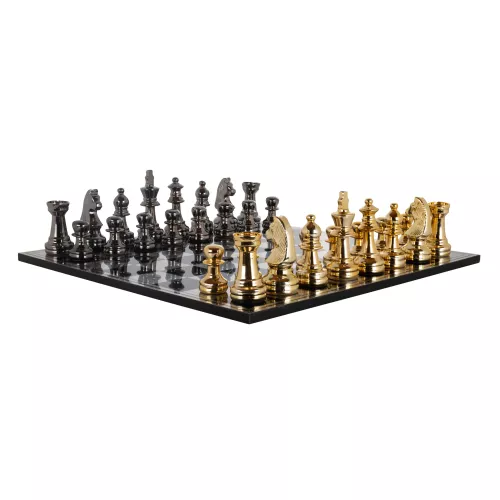 By Kohler Uniek en handgemaakt  Game 61x61cm Chess Board Gold/Black (201567)