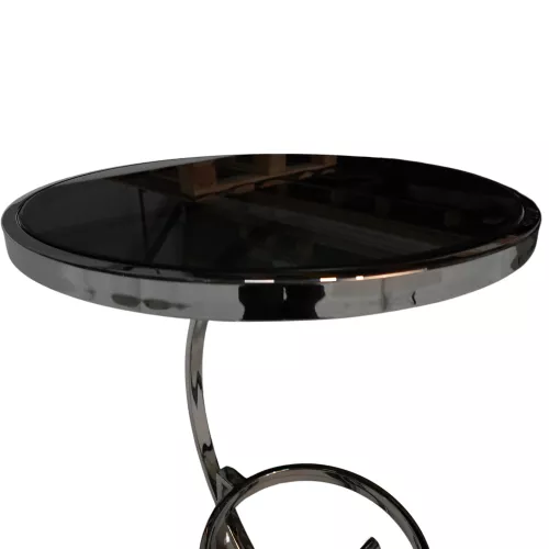By Kohler Uniek en handgemaakt  Side Table Milano 50x50x57cm With Black Glass (201616)