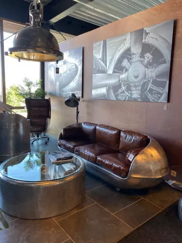 By Kohler Uniek en handgemaakt  Eddison 3-zits vliegtuig / Aviator-stijl 209x81x74cm (202295)