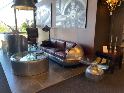 By Kohler Uniek en handgemaakt  Eddison 3-zits vliegtuig / Aviator-stijl 209x81x74cm (202295)